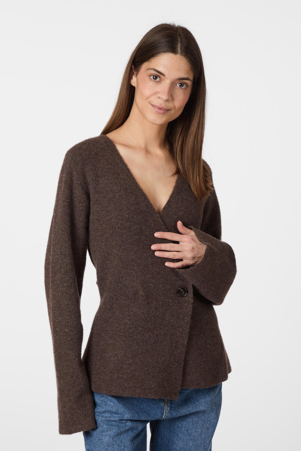 Marie Louise cardigan - Brown Melange